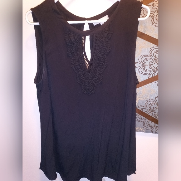 EUC Pale Sky Black sleeveless top 2X - Picture 1 of 4